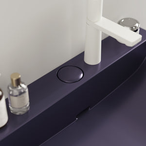 English Elm LOFI Ceramic Integrated Bathroom Vanity 24" with Rectangular Basin, Open Metal Shelf, Easy Clean White+Purple W2615S00052