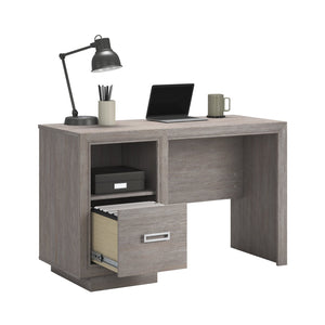 English Elm Desk, Space-Saving Medium Grey Finish With Storage Drawer & Cable Management For Home Office Use B356P354414