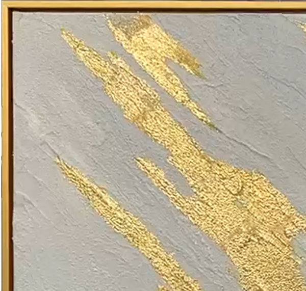 English Elm Golden Waves Hand-Painted Canvas Art – Modern Abstract Wall Décor With Gold Foil Accents, 49”X49” B030P306697