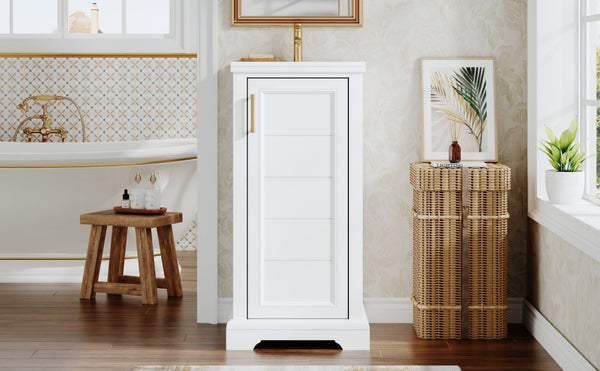 English Elm 16-inch French Bathroom Vanity with Ceramic Undermount Sink, Soft-Close Door, Vintage Carvings, White N710P330979K