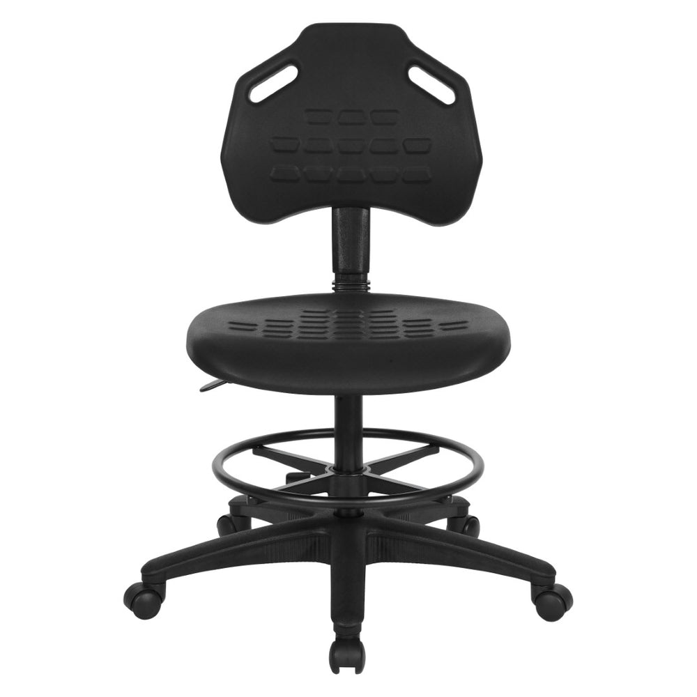 OSP Home Furnishings Vocation Drafting Chair Urethane Seat Pneumatic Height Adjustable with Footrest for Labs KH81375MX