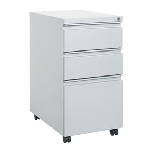 OSP Home Furnishings 22" Mobile Pedestal with Locking Drawers Full Extension Ball Bearing Slides Office Filing PTC22BBF-SV