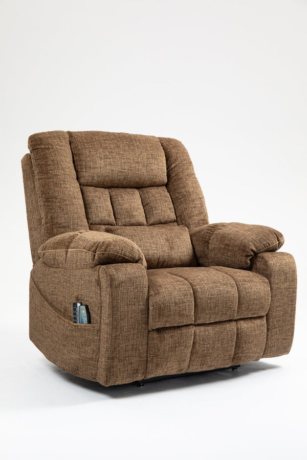 English Elm Power Lift Recliner modern velvet lift chair with remote, tufted wingback, ergonomic support, 350 lb capacity Brown W547S00066