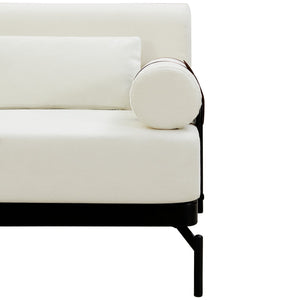 English Elm Modern Loveseat Sofa with Cylindrical Armrests, Built-In USB Ports, Chenille Cushions, Steel Frame Beige N719P290584A