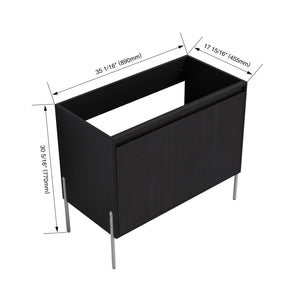 English Elm 36" Freestanding Bathroom Vanity Cabinet, Slim 37x21x6.3" Storage Console with Soft-Close Doors, KD Package Excluding Sink W1972P243177