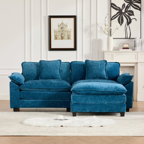 English Elm Wider Armrest Loveseat - Modern Modular Couch In Blue Chenille, Comfy Double-Layer Cushion, Ergonomic Design W1143S00037-GIGA