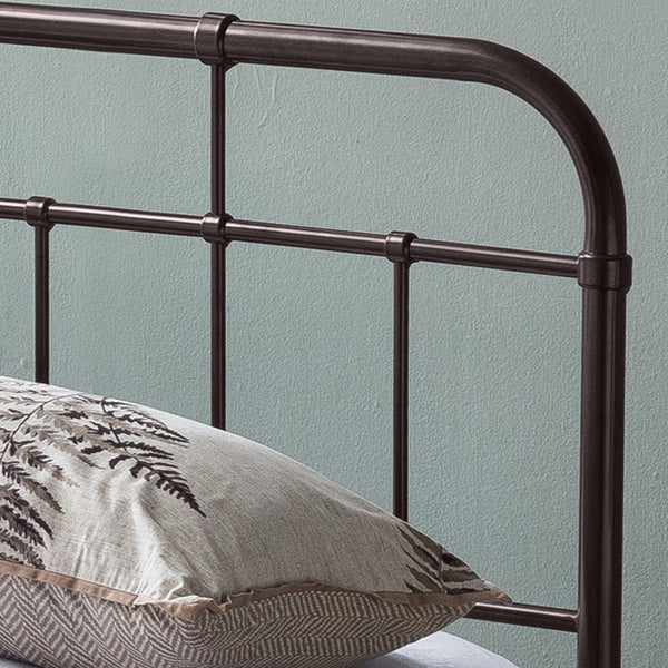 English Elm Queen Iron Platform Bed Pipe Style Frame No Box Spring Needed Industrial Loft Bedroom Copper 64072.00HMCOP-Q