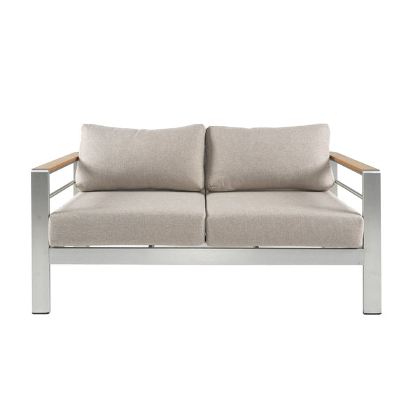 English Elm Christopher Knight Home® - Cora Outdoor Aluminum Loveseat - Lightweight, Stylish Silver Frame With Beige Cushion For Comfort N775P210696S