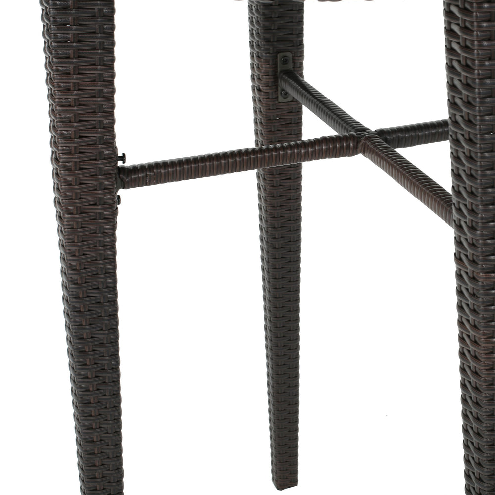 English Elm Christopher Knight Home® - Rattan Round Bar Table Brown Multi – All-Weather Wicker Outdoor Patio Bistro Table with Iron Frame 61428.00MBRN