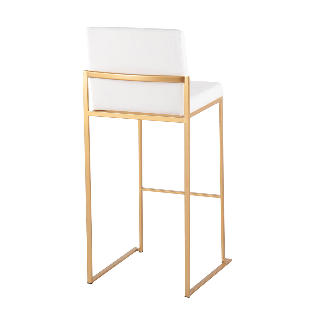 English Elm Fuji 30" Set Of 3 High Back Barstools In Luxurious White Velvet With Gold Steel Frame For Style B202P222212