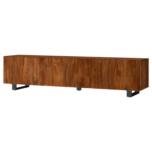 English Elm Harper Solid Mango Wood Media Console with Curved Doors for Large Living Rooms B062P451817
