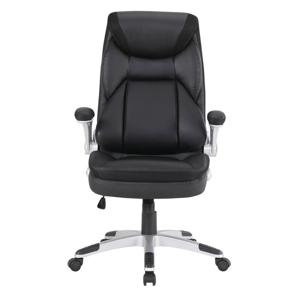 OSP Home Furnishings Exec Bonded Leather Office Chair with Lumbar Support Padded Arms and Ergonomic Tilt ECH17056-EC3
