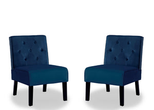 English Elm Reese 53" Armless Button Tufted Accent Chair Set of 2 with Velvet Upholstery, Curved Back Comfort Dark Blue B2735P271022