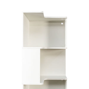 English Elm Corner 5-Tier Book Shelf with LED Accent Lighting, Space-Saving L-Shaped Corner Bookcase for Home White W331P293302