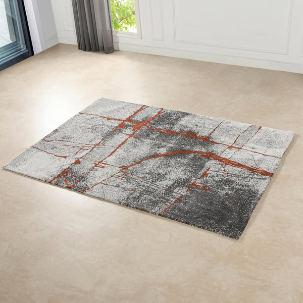 English Elm Jennifer Taylor Home - Quarry 5x6.5' Abstract Area Rug — Waterproof Polypropylene, Fade-Proof Medium Pile, Gray Cream Rust Elegance B2719P245965