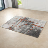 English Elm Quarry 5X6.5' Abstract Area Rug, Gray & Orange Polypropylene