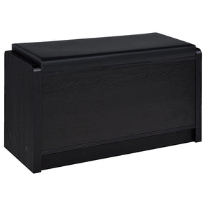 English Elm Astor Black 1-Drawer Storage Bench with Cushioned Faux Leather Seat, Adjustable Shelf & Open Compartment B062P374116