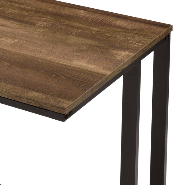 English Elm Walnut Writing Desk with USB Port and Open Base — Knock-Down Design, Spacious Surface for Workstation Walnut+black B062P209215
