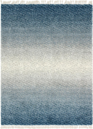 Unique Loom Hygge Shag Gradient Machine Made Gradient Rug Blue, Beige/Ivory 9' 0" x 12' 2"