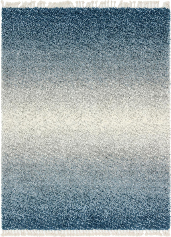 Unique Loom Hygge Shag Gradient Machine Made Gradient Rug Blue, Beige/Ivory 9' 0" x 12' 2"
