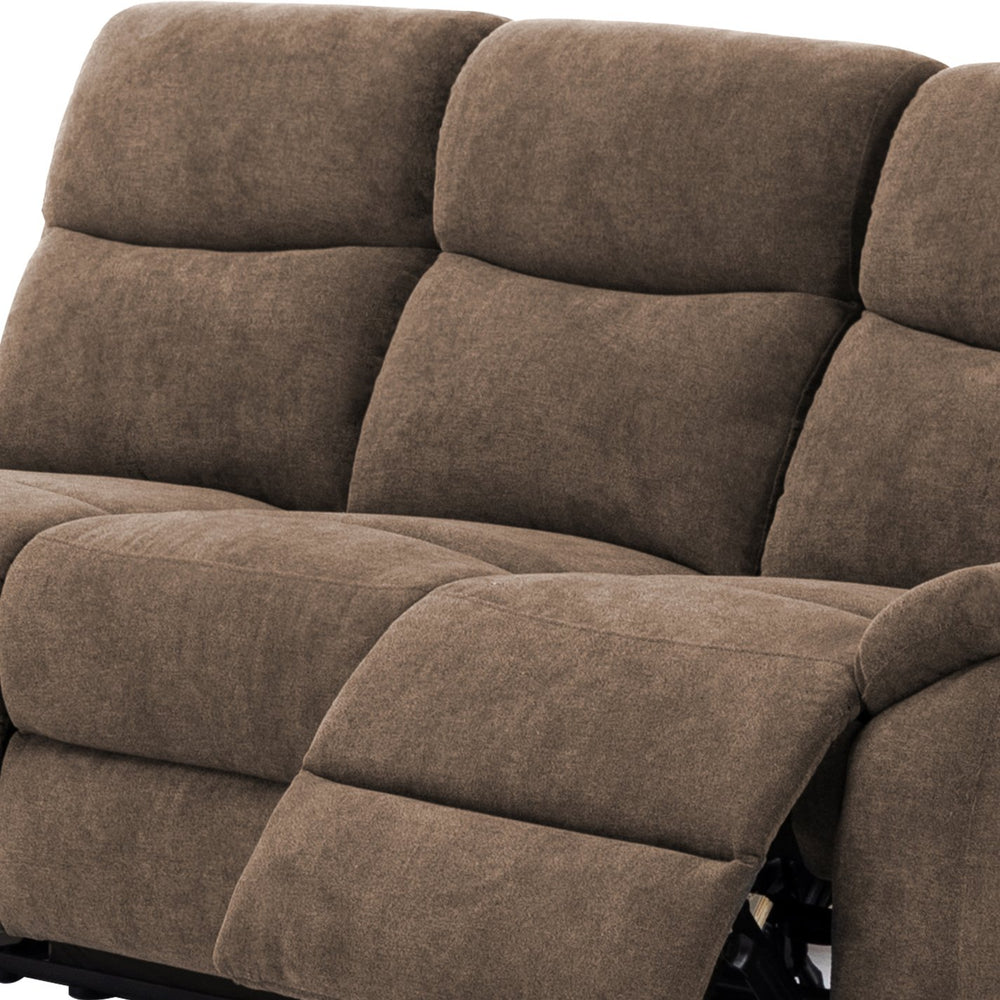 English Elm Ronald Reclining Sofa with Plush Foam-Encased Coils, Brown Luxe Fabric, Sturdy Hardwood Frame, Cozy Design B347P404444