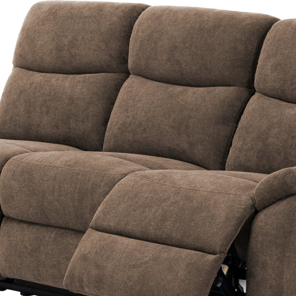 English Elm Ronald Reclining Sofa with Plush Foam-Encased Coils, Brown Luxe Fabric, Sturdy Hardwood Frame, Cozy Design B347P404444