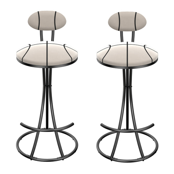 English Elm Upholstered Striped Velvet Bar Stools Set of 2 — Counter Height Padded Seats, Matte Black Metal Frame, Durable Comfort and Style (27.95" Seat) W1757P345495
