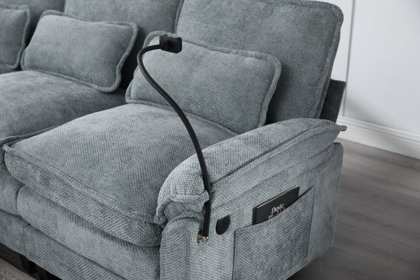 English Elm United We Win 106" U-Shaped Sectional Sofa With Ottoman, Usb Ports & Dual Side Pockets For Comfort W1568S00230-GIGA