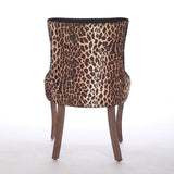 English Elm ,Ultra Side Dining Chair, Thickened Fabric Chairs With Neutrally Toned Solid Wood Legs, Bronze Nail Head, Set Of 2,Leopard Print