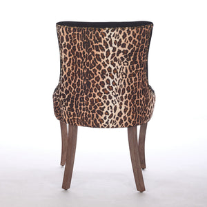 English Elm A&A Luxe Velvet Swivel Barstool with Gold-Plated 17.7" Base, Tufted Back, Ergonomic Waist Support Leopard W1143P209903