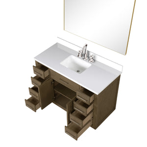 English Elm Grey Oak Single Bath Vanity Set With Cultured Marble Top, Chrome Faucet & Frameless Mirror - 48" W B2731S01966