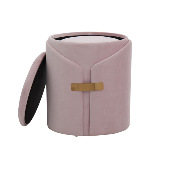 English Elm Dahlia Velvet Nesting Ottoman Set with Gold Metal Accent — Contemporary Glam, Space-Saving Luxe Pink B202P223723