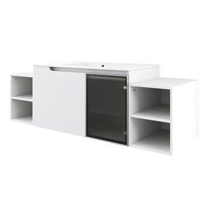 English Elm 60" Freestanding Double Sink Bathroom Vanity with Soft-close Doors and Three Drawers W999S00531