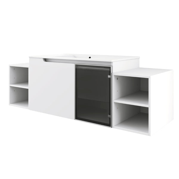 English Elm 60" Freestanding Double Sink Bathroom Vanity with Soft-close Doors and Three Drawers W999S00531