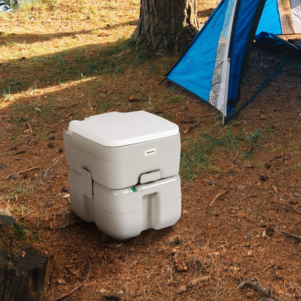 English Elm Outsunny Portable Toilet For Camping & Travel, 5.3 Gallon, Anti-Leak Pump, Level Indicator & More! W2225P200494-GIGA