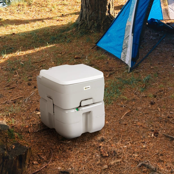 English Elm Outsunny Portable Toilet For Camping & Travel, 5.3 Gallon, Anti-Leak Pump, Level Indicator & More! W2225P200494-GIGA