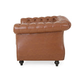 Christopher Knight Home® - Noble House - Silverdale Traditional Chesterfield Club Chair, Cognac Brown and Dark Brown