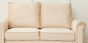English Elm LOVESEAT,BEIGE Plush Velvet Microfiber Sofa with High-Density Foam, Solid Wood Frame, Compact Chic B205P248194