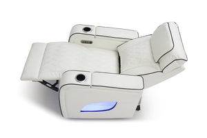English Elm Lumin Power Recliner Faux Leather Chair with Led Lighting and Built in Usb Charging White B078P497929