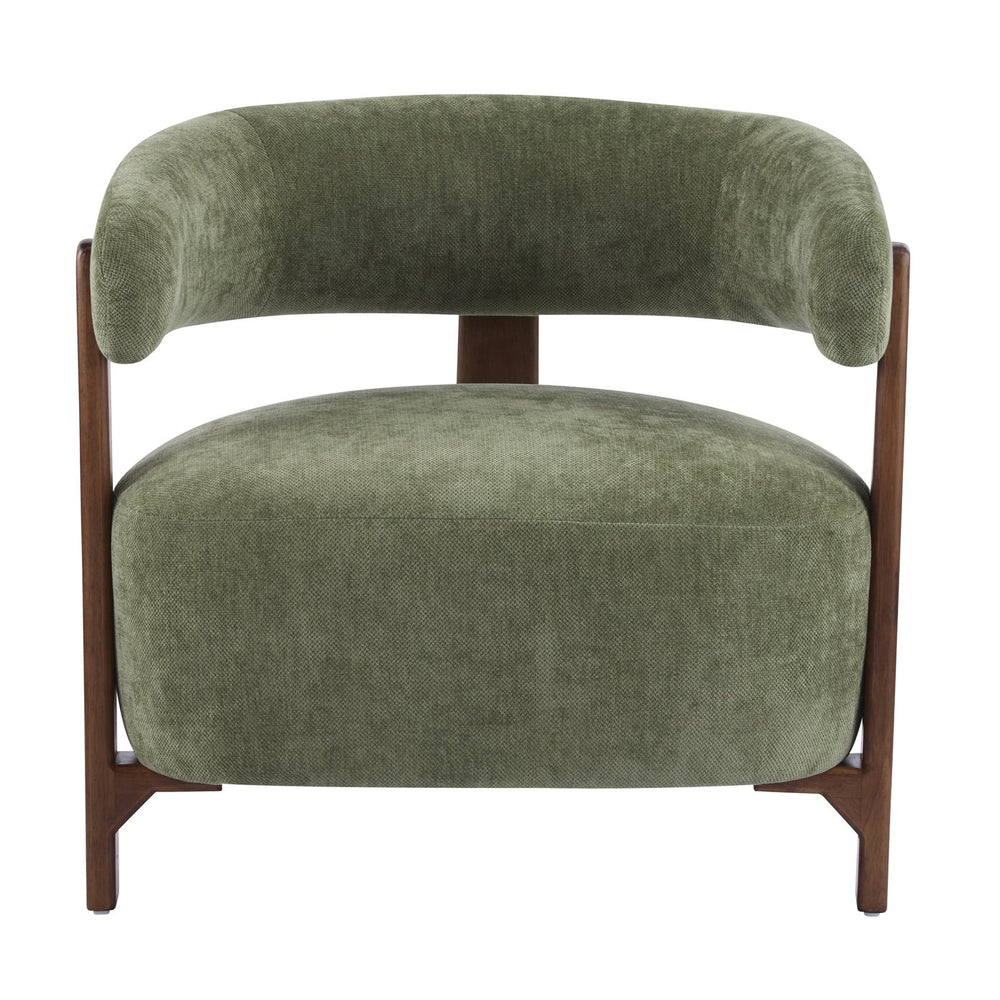 English Elm Christopher Knight Home® - Accent modern minimalist arm chair with three-leg rubberwood frame, premium fabric upholstery, easy assembly and stable comfort Green,Walnut 29 L x 27.75 W x 21 H N776P368457G