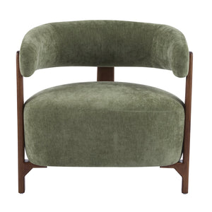 English Elm Christopher Knight Home® - Accent modern minimalist arm chair with three-leg rubberwood frame, premium fabric upholstery, easy assembly and stable comfort Green,Walnut 29 L x 27.75 W x 21 H N776P368457G
