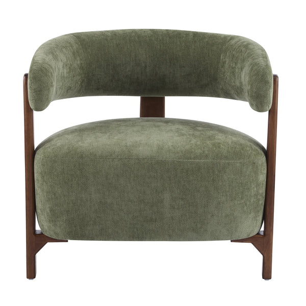 English Elm Christopher Knight Home® - Accent modern minimalist arm chair with three-leg rubberwood frame, premium fabric upholstery, easy assembly and stable comfort Green,Walnut 29 L x 27.75 W x 21 H N776P368457G