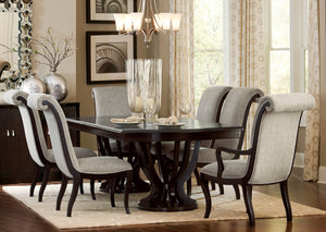 English Elm Contemporary Espresso Wood Frame Dining Chairs Nailhead Trim Gray Fabric Set of 2 B011S02488