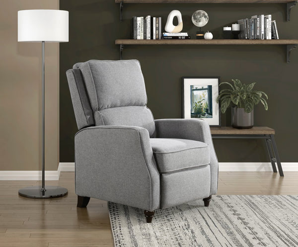 English Elm Gray Push-Back Reclining Chair with Textured Fabric, Transitional Comfort, Turned Wood Legs, 29.5x37x42" B011P395862