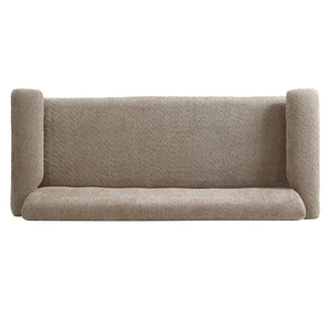 English Elm Modern Berber Fleece 2 Seat Loveseat Rubberwood Base Plush Armrest Couch for Apartments Brown N763S000050D
