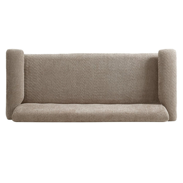 English Elm Modern Berber Fleece 2 Seat Loveseat Rubberwood Base Plush Armrest Couch for Apartments Brown N763S000050D