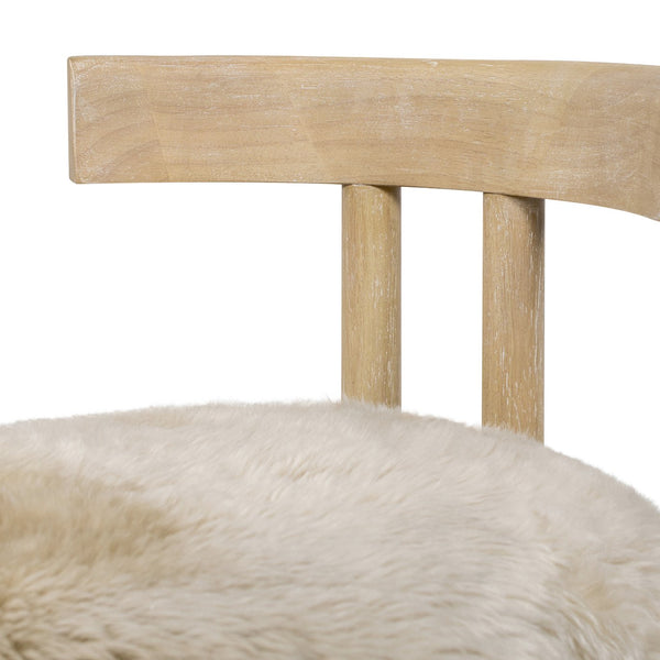 English Elm Jennifer Taylor Home - Arden Sheepskin Dining Chair 19.5" Natural Blonde Fur, Handcrafted Wood, Insulating Comfort B2719P321039