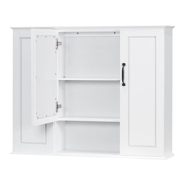 English Elm 36'' Mirror Cabinet with 3 Doors — Wall-Mounted Bathroom Storage Unit, MDF & Pine, Spacious Shelves White N725P346902K