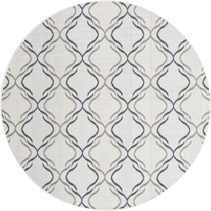 Unique Loom Outdoor Trellis Parmaklik Machine Made Lattice Rug Ivory, Navy Blue/Gray 7' 1" x 7' 1"
