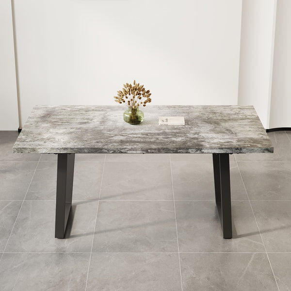 English Elm Simple 6-Person Gray MDF Dining Table 62.9" Rectangular — Modern, Waterproof Surface, Durable Craftsmanship, Quick Assembly W1727P241149
